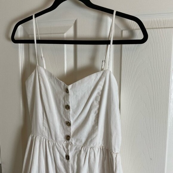 H&M White Linen Blend Buttons Dress Midi size small - Picture 3 of 9